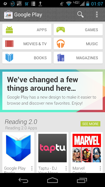 Зображення нового Google Play Store 4.0